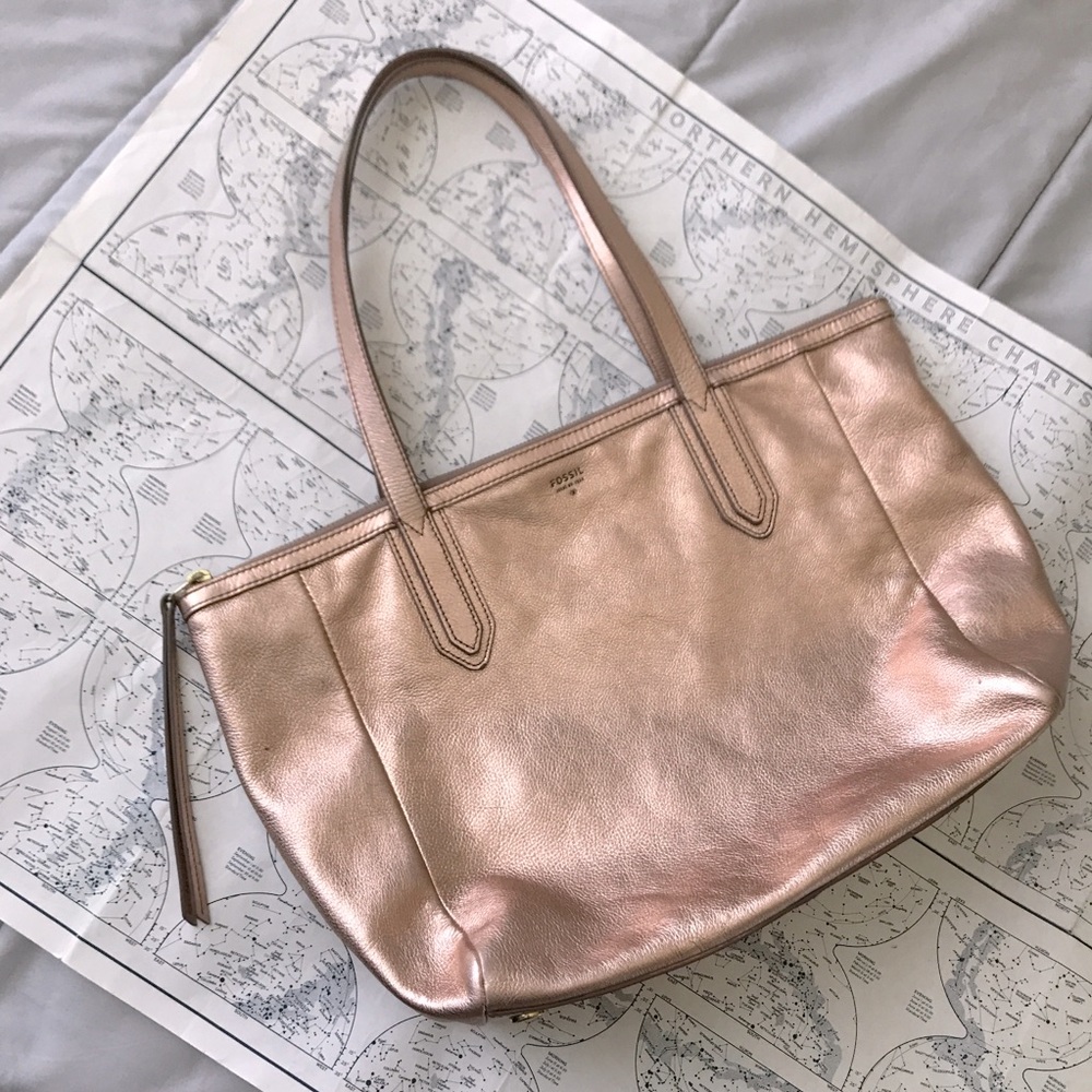 Fossil Rose Gold Sydney Shopper Tote